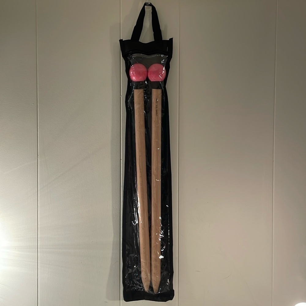 Extra Large Knitting Needles Wood Set 2 US 50/25 0mm Pink Round Top Crafted